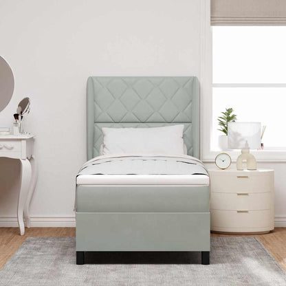 Boxspringbett mit Matratze Hellgrau 190 x 90 cm Polyester