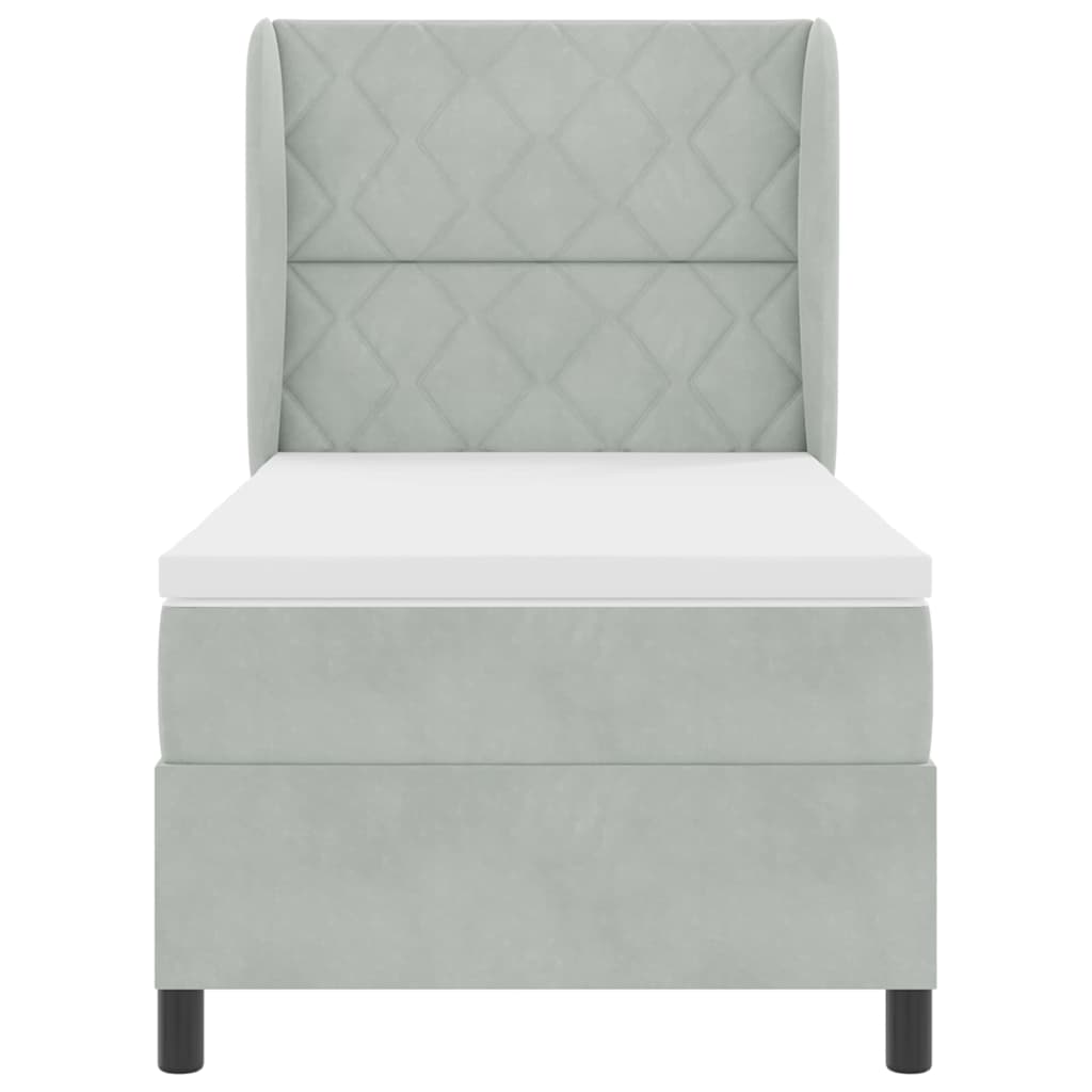 Boxspringbett mit Matratze Hellgrau 190 x 90 cm Polyester