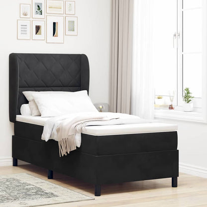 Boxspringbett mit Matratze Schwarz 190 x 90 cm Samt