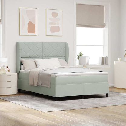 Boxspringbett mit Matratze Hellgrau 200 x 140 cm Polyester