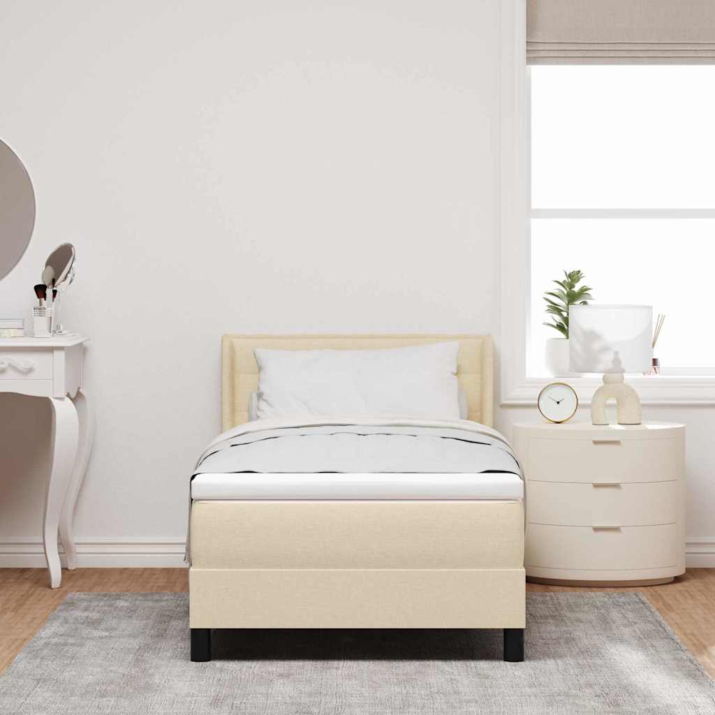 Boxspringbett mit Matratze mit Kopfteil Creme 200 x 80 cm Stoff