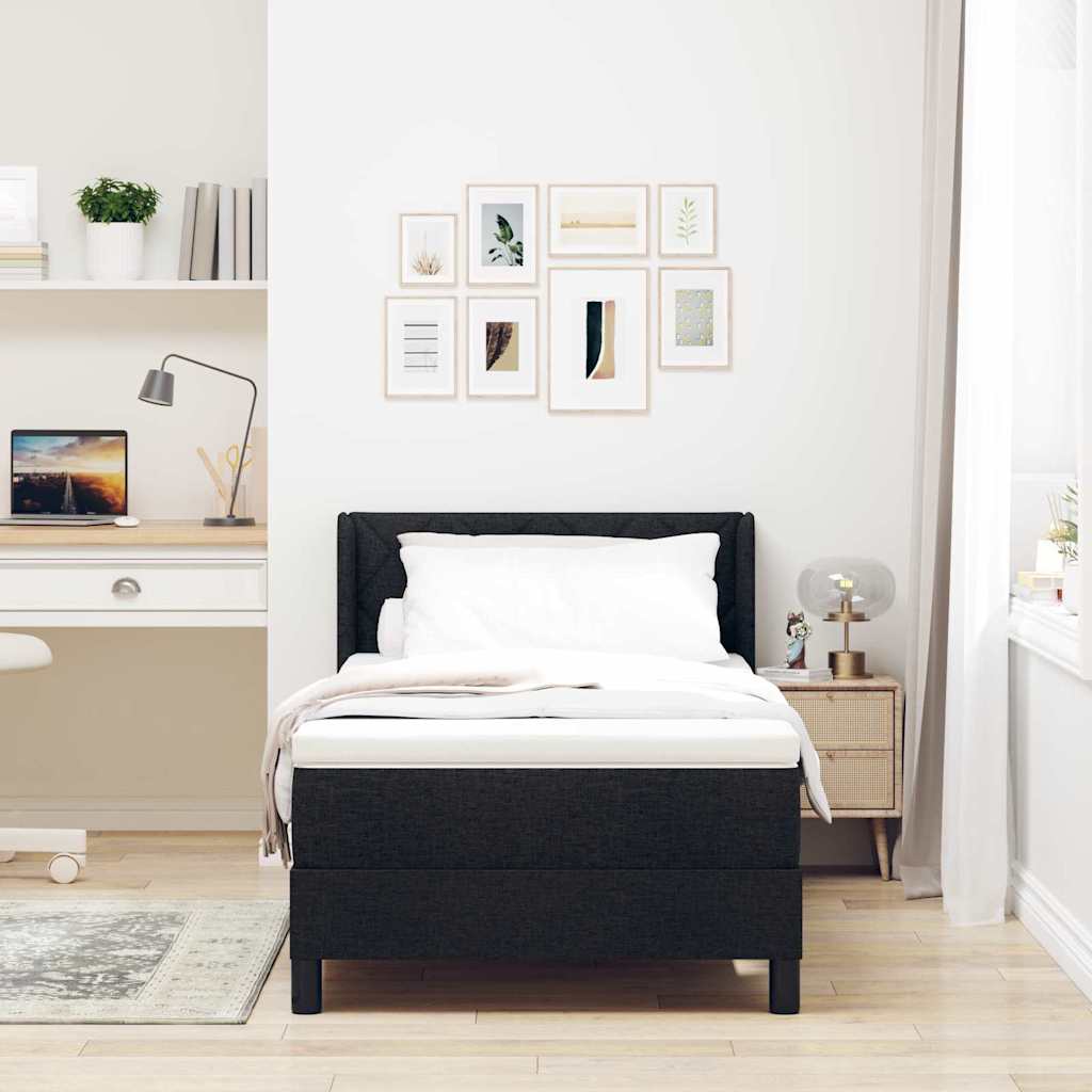 Boxspringbett mit Matratze Schwarz 200 x 90 cm Stoff
