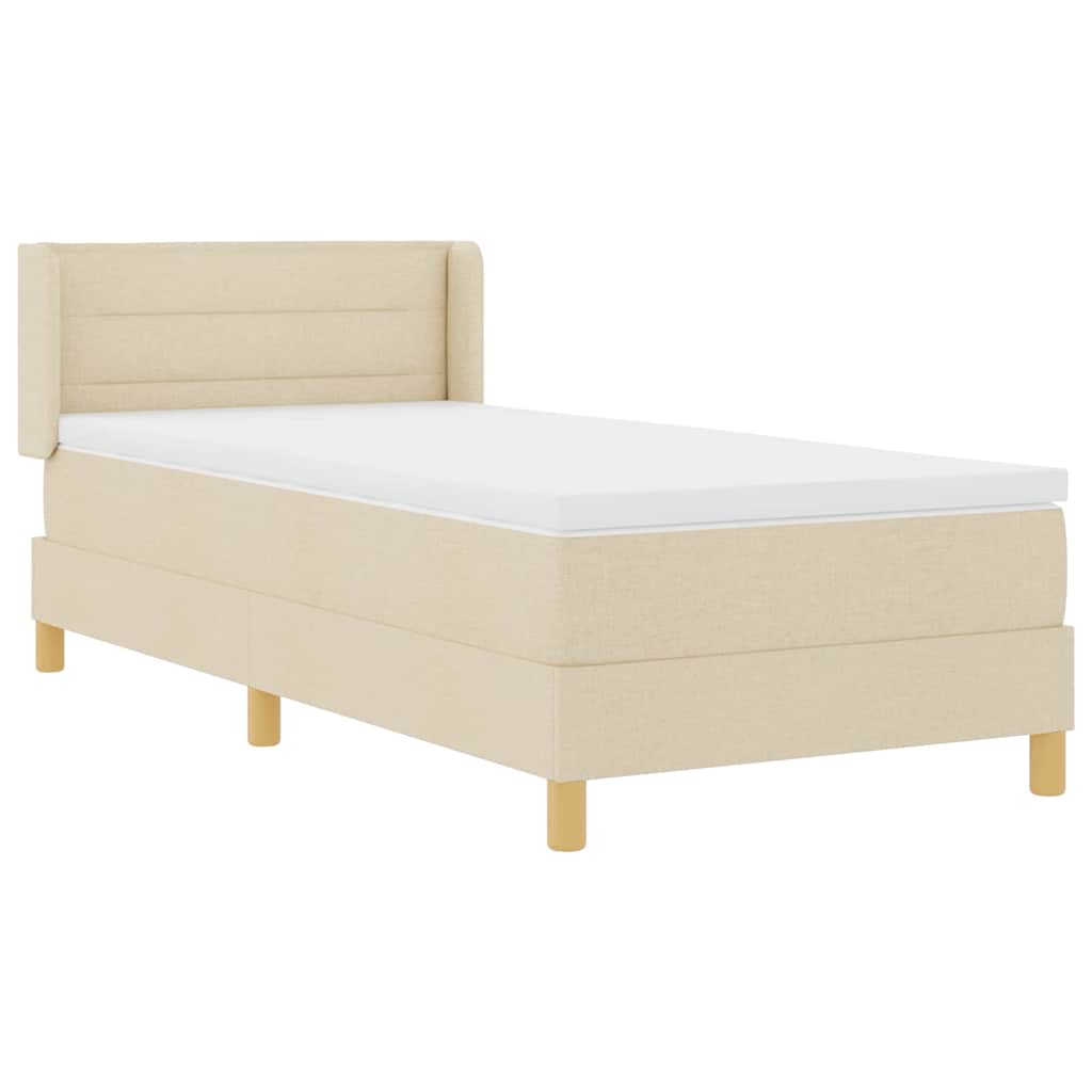 Boxspringbett mit Matratze mit Kopfteil Creme 190 x 90 cm Stoff