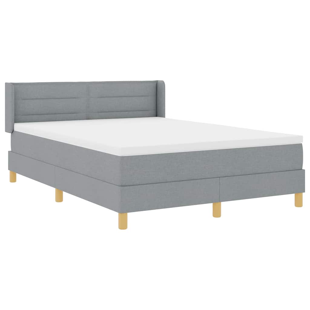 Boxspringbett mit Matratze Hellgrau 190 x 140 cm Stoff
