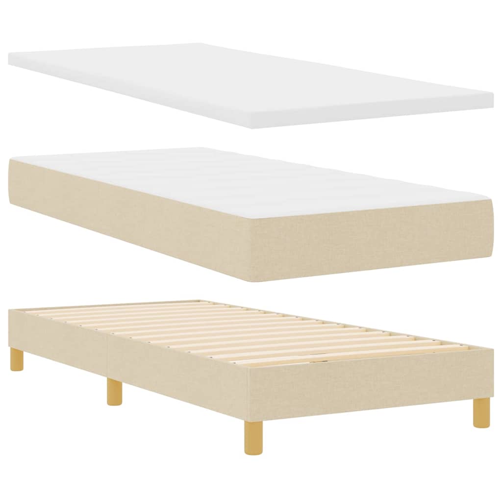 Boxspringbett mit Matratze mit Kopfteil Creme 90 x 200 cm Stoff