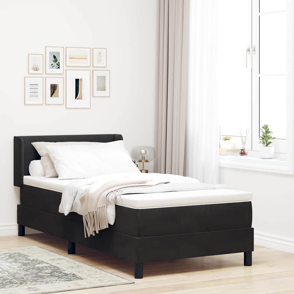 Boxspringbett mit Matratze Schwarz 200 x 100 cm Polyester