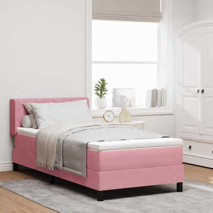 Boxspringbett mit Matratze mit Kopfteil Rosa 200 x 100 cm Samt