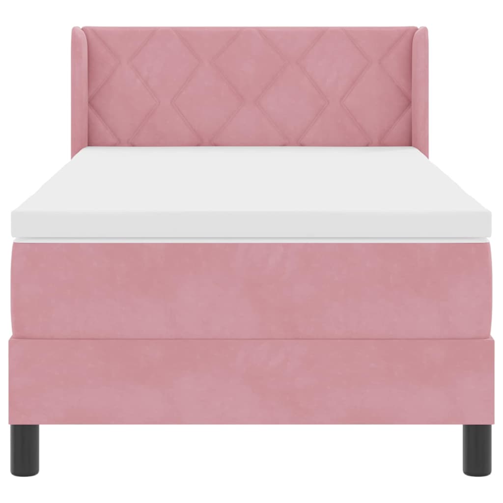Boxspringbett mit Matratze mit Kopfteil Rosa 200 x 100 cm Samt