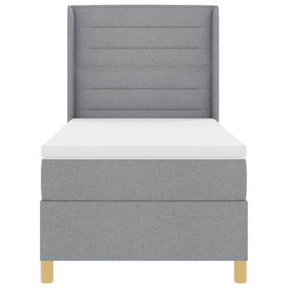 Boxspringbett mit Matratze Hellgrau 80 x 200 cm Stoff