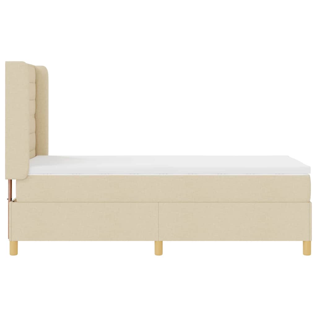 Boxspringbett mit Matratze mit Kopfteil Creme 90 x 190 cm Stoff