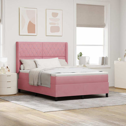 Boxspringbett mit Matratze mit Kopfteil Rosa 140 x 200 cm Samt