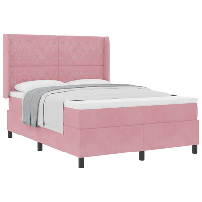 Boxspringbett mit Matratze mit Kopfteil Rosa 140 x 200 cm Samt