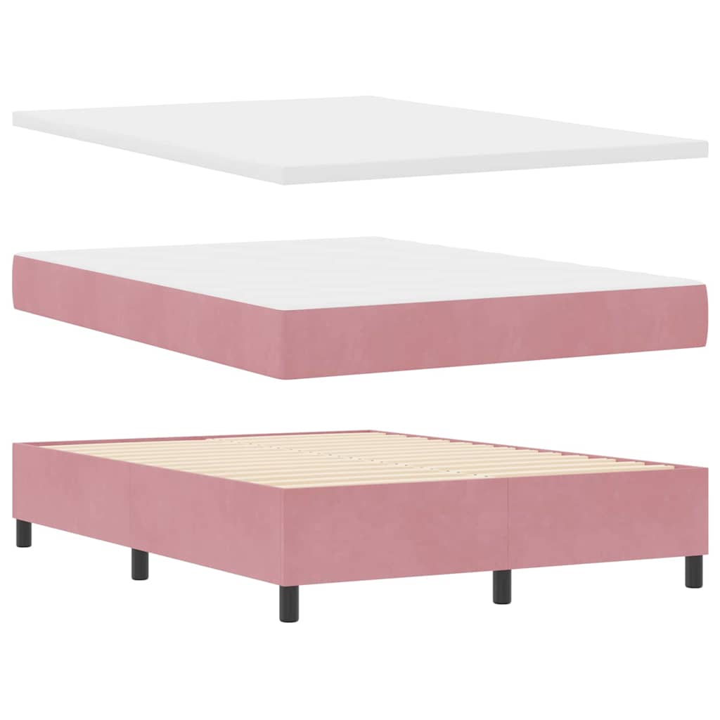 Boxspringbett mit Matratze mit Kopfteil Rosa 140 x 200 cm Samt