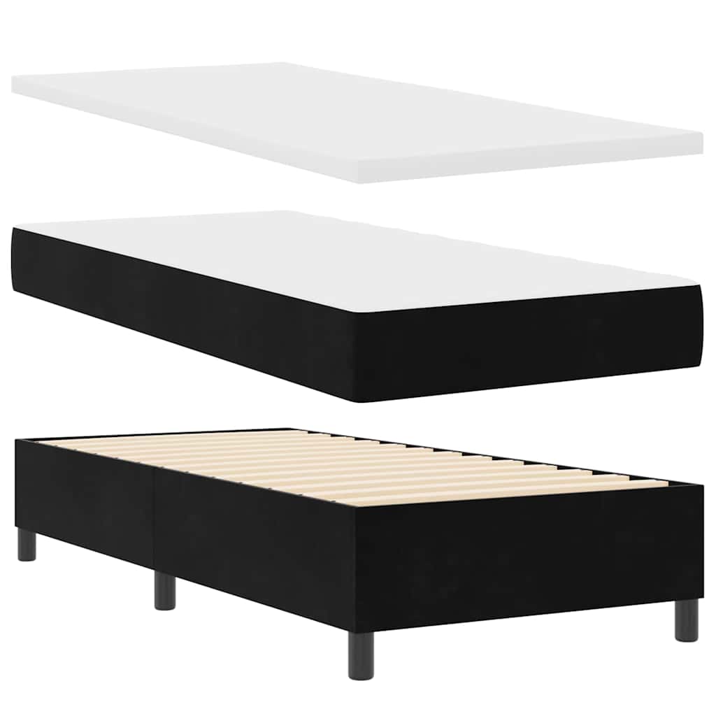 Boxspringbett mit Matratze Schwarz 90 x 190 cm Samt