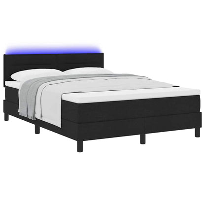 Boxspringbett mit Matratze mit LED Schwarz 140 x 190 cm Stoff