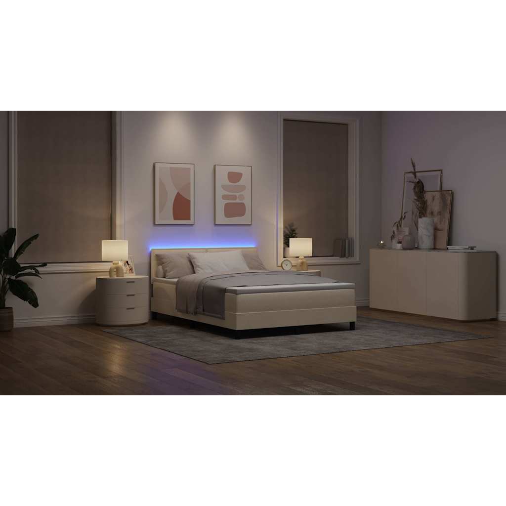 Boxspringbett mit Matratze mit LED Creme 160 x 200 cm Stoff