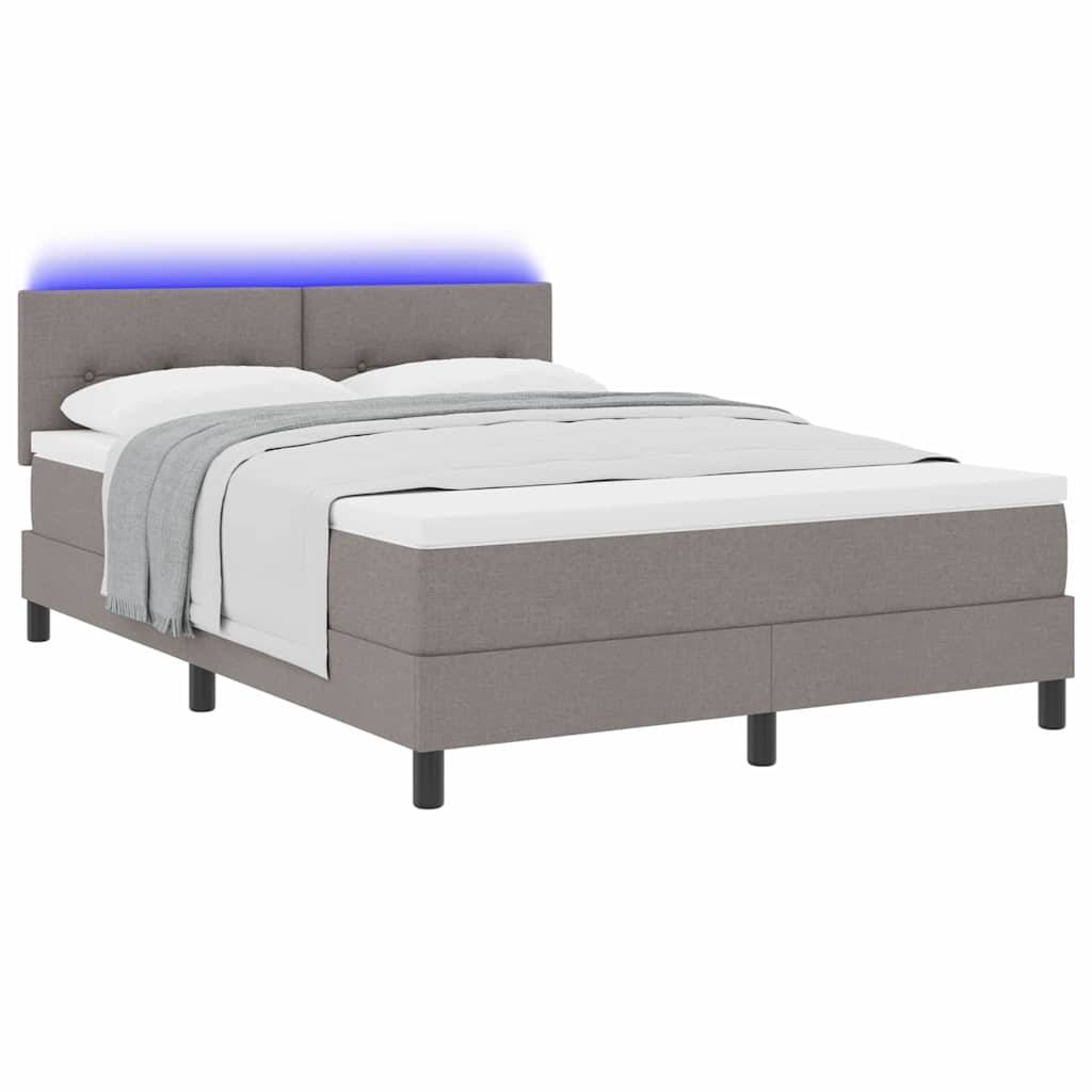 Boxspringbett mit Matratze mit LED Taupe 140 x 190 cm Stoff