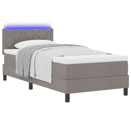 Boxspringbett mit Matratze mit LED Taupe 100 x 200 cm Stoff