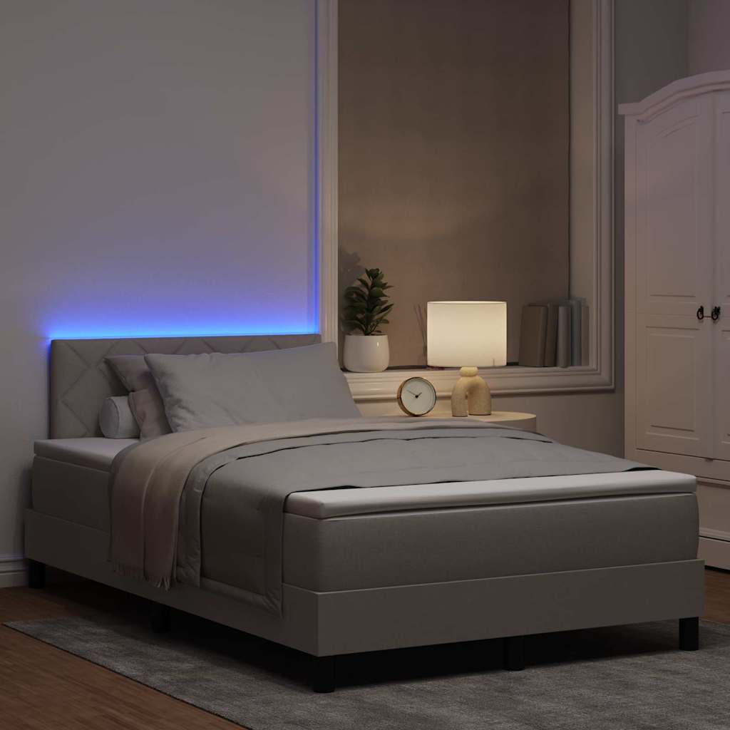 Boxspringbett mit Matratze mit LED Taupe 120 x 200 cm Stoff