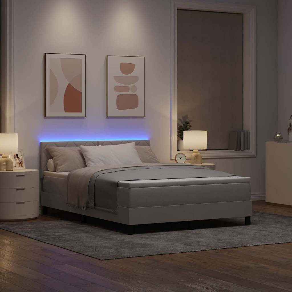 Boxspringbett mit Matratze mit LED Taupe 160 x 200 cm Stoff