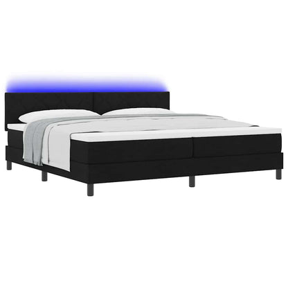 Boxspringbett mit Matratze mit LED Schwarz 200 x 200 cm Stoff