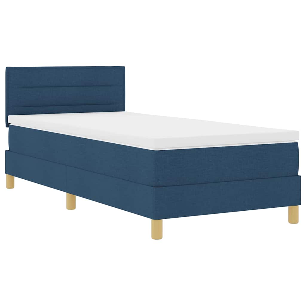 LED Boxspringbett mit Matratze mit LED Blau 80 x 200 cm Stoff