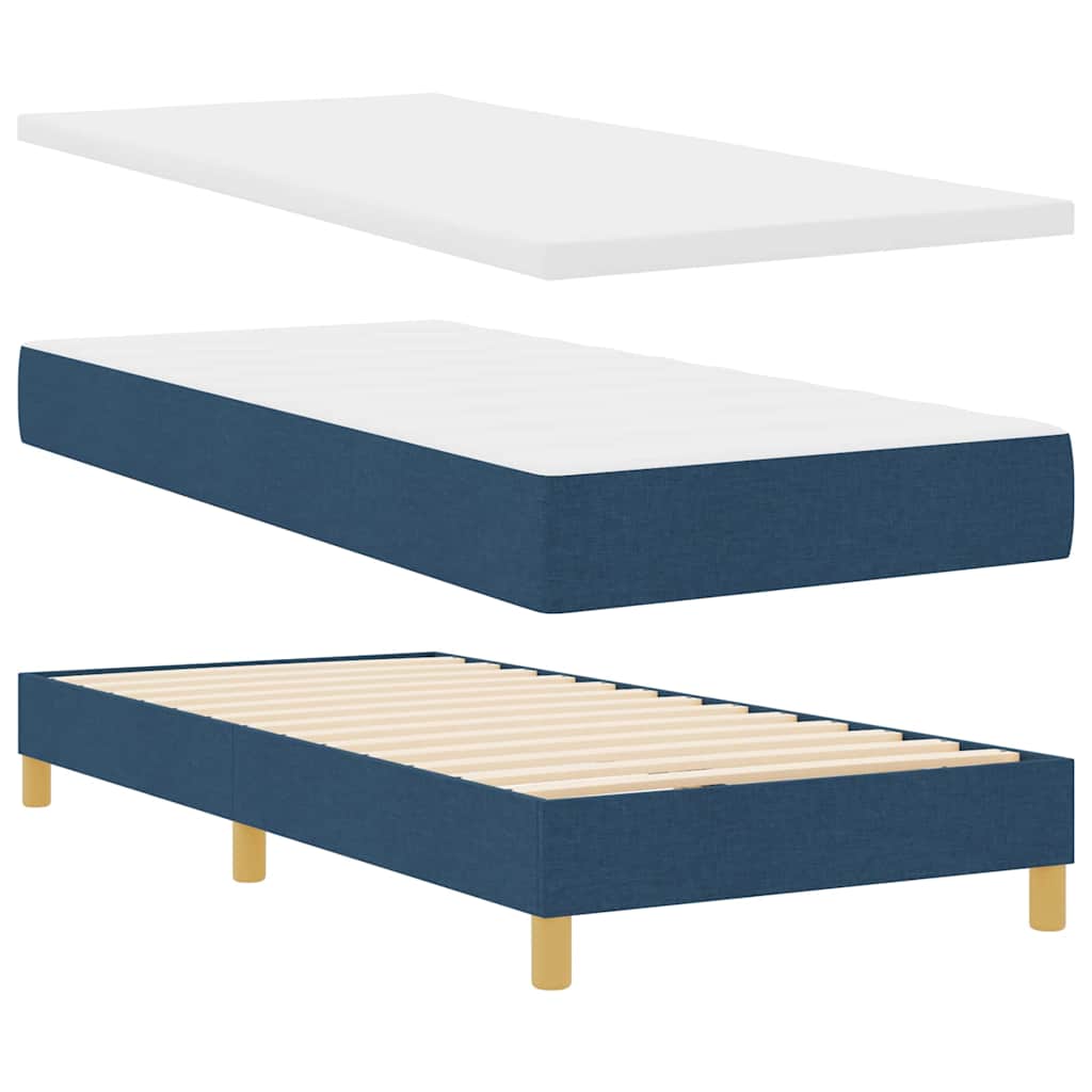 LED Boxspringbett mit Matratze mit LED Blau 80 x 200 cm Stoff
