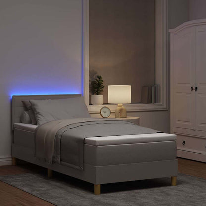 LED Boxspringbett mit Matratze mit LED Taupe 100 x 200 cm Stoff