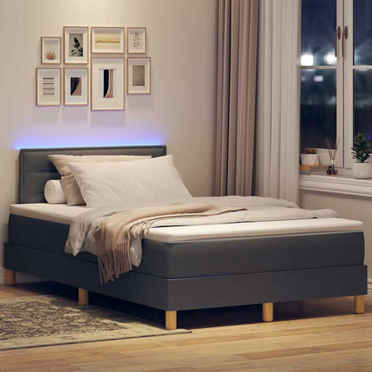 LED Boxspringbett mit Matratze Dunkelgrau 120 x 190 cm Stoff
