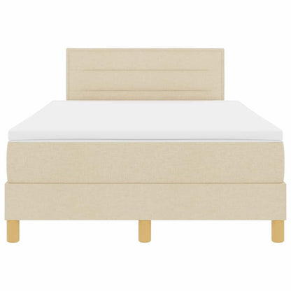 LED Boxspringbett mit Matratze mit LED Creme 120 x 200 cm Stoff