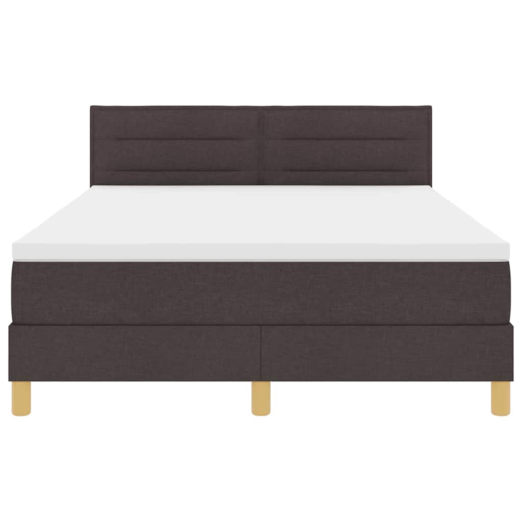 LED Boxspringbett mit Matratze Dunkelbraun 140 x 190 cm Stoff