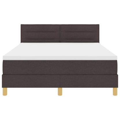 LED Boxspringbett mit Matratze Dunkelbraun 140 x 190 cm Stoff