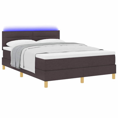 LED Boxspringbett mit Matratze Dunkelbraun 140 x 190 cm Stoff