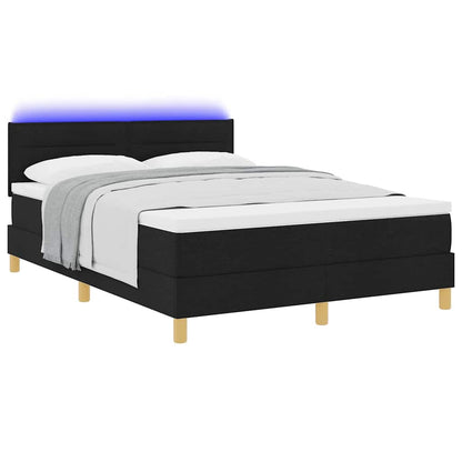 LED Boxspringbett mit Matratze Schwarz 160 x 200 cm Stoff