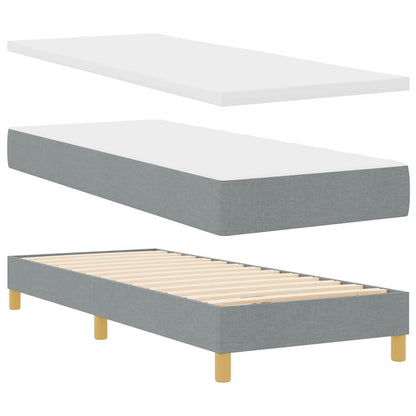 LED Boxspringbett mit Matratze Hellgrau 80 x 200 cm Stoff