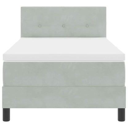 LED Boxspringbett mit Matratze Hellgrau 80 x 200 cm Samt