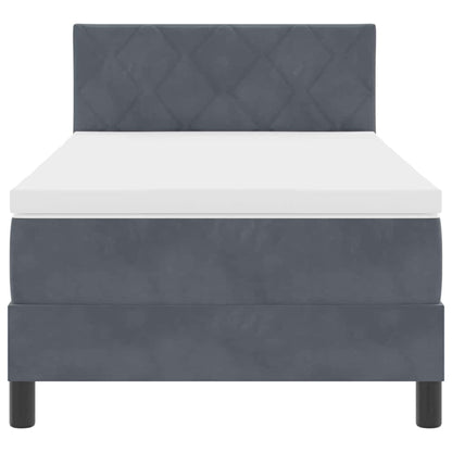 LED Boxspringbett mit Matratze Dunkelgrau 90 x 200 cm Samt