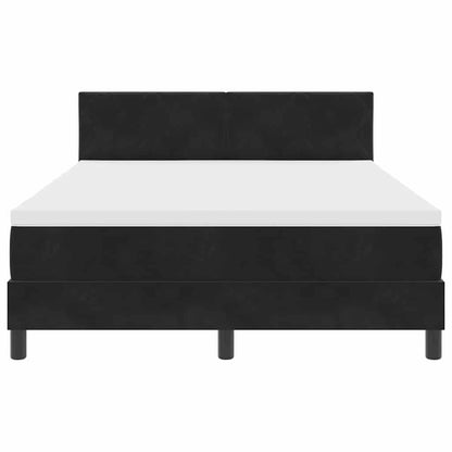 LED Boxspringbett mit Matratze Schwarz 140 x 190 cm Samt