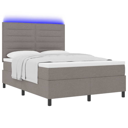 Boxspringbett mit Matratze mit LED Taupe 140 x 190 cm Stoff