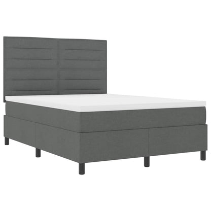 Boxspringbett mit Matratze Dunkelgrau 140 x 200 cm Stoff
