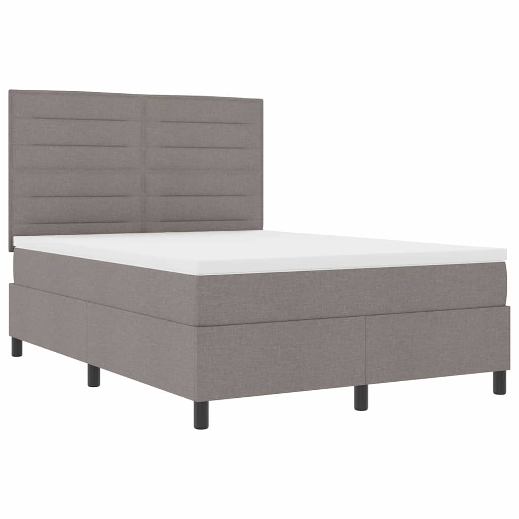 Boxspringbett mit Matratze mit LED Taupe 160 x 200 cm Stoff