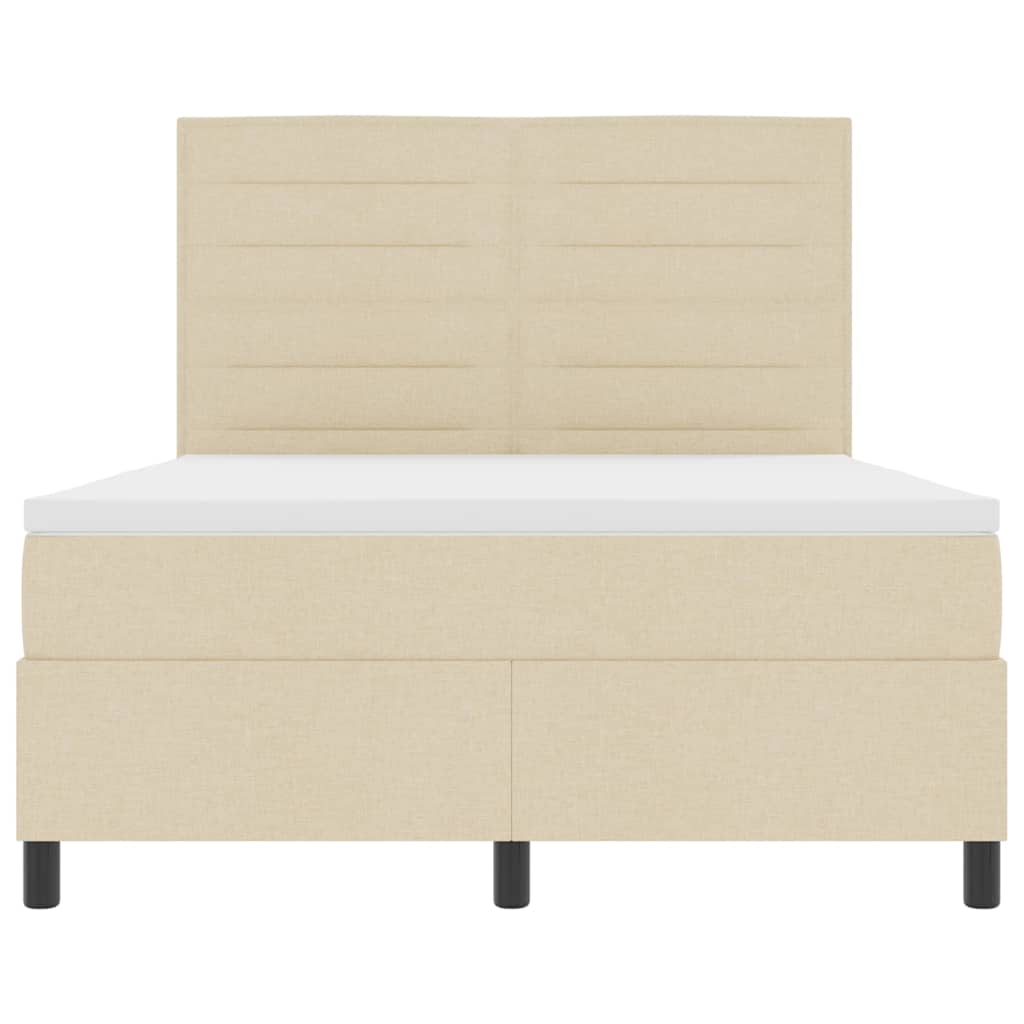 Boxspringbett mit Matratze mit LED Creme 160 x 200 cm Stoff