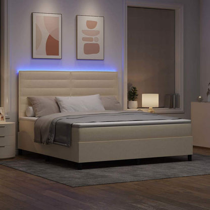 Boxspringbett mit Matratze mit LED Creme 180 x 200 cm Stoff
