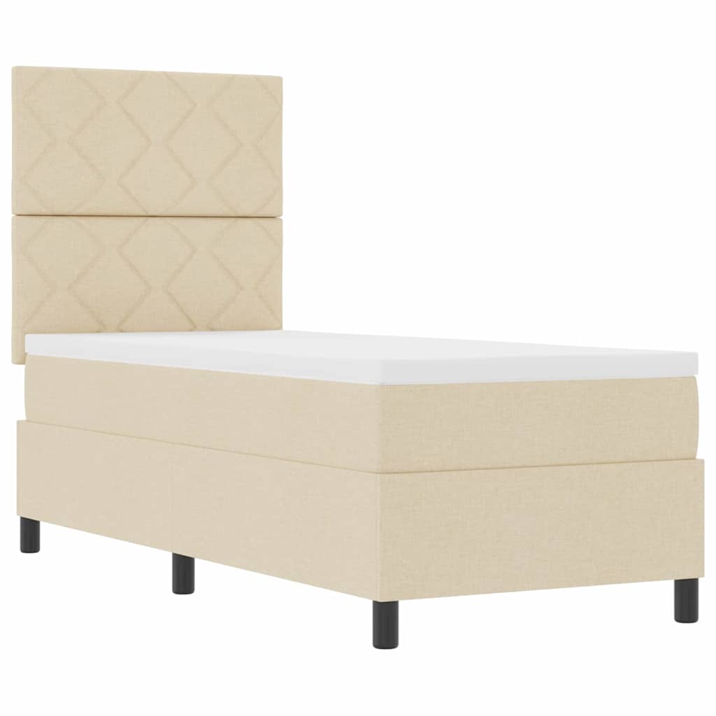 Boxspringbett mit Matratze mit LED Creme 80 x 200 cm Stoff