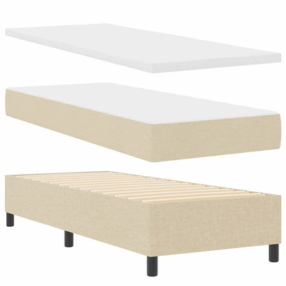 Boxspringbett mit Matratze mit LED Creme 80 x 200 cm Stoff