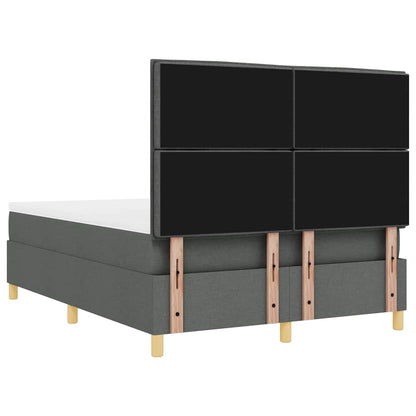 LED Boxspringbett mit Matratze Dunkelgrau 140 x 190 cm Stoff