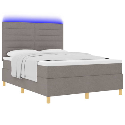 LED Boxspringbett mit Matratze Taupe 160 x 200 cm Stoff