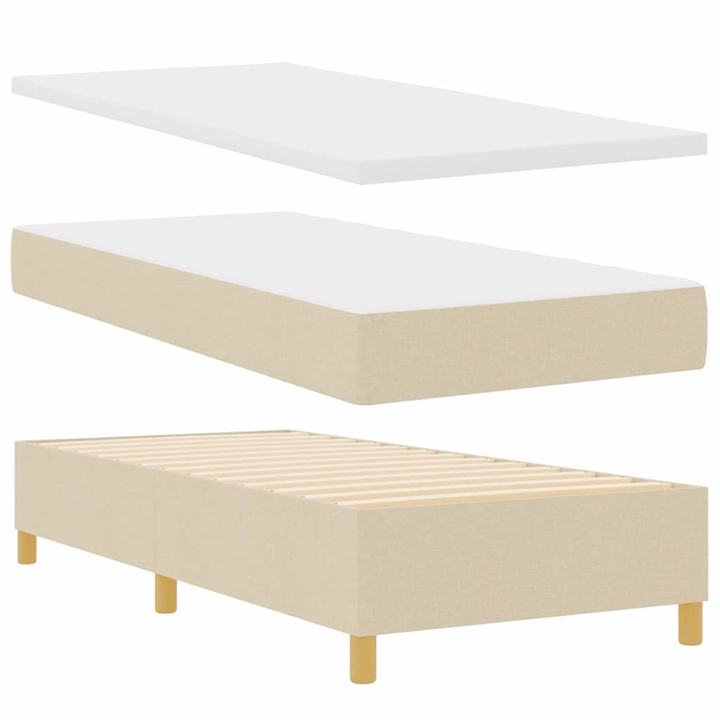 LED Boxspringbett mit Matratze Creme 90 x 190 cm Stoff