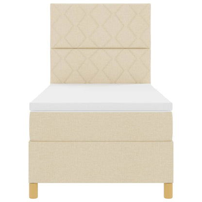 LED Boxspringbett mit Matratze Creme 100 x 200 cm Stoff