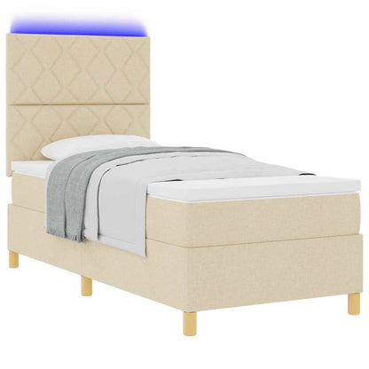 LED Boxspringbett mit Matratze Creme 100 x 200 cm Stoff